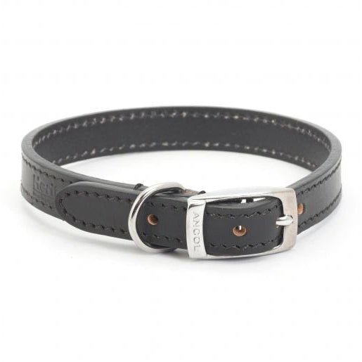 Ancol Classic Black Leather Dog Collar | Premium Leather Pet Collar - Poochella®