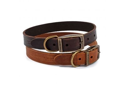 2 brown ancol leather dog collars