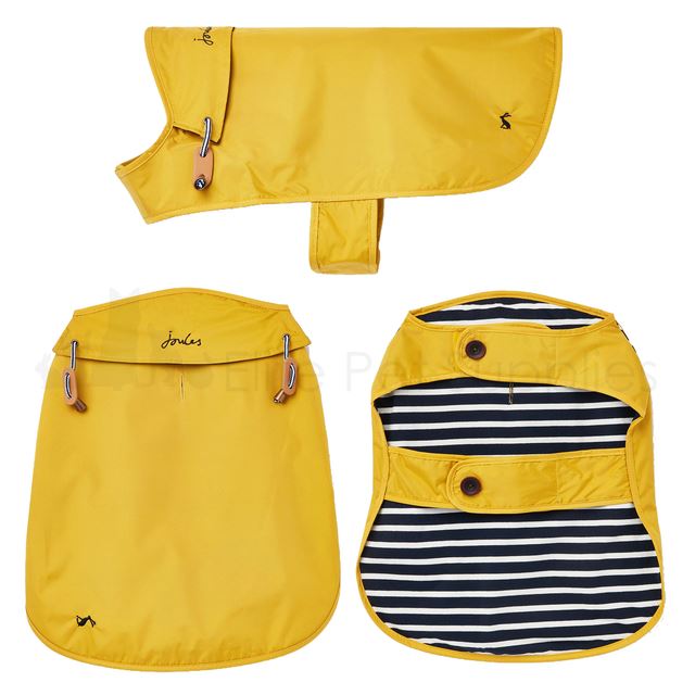 Joules Water Resistant Mustard Yellow Print Dog Raincoat - Poochella®