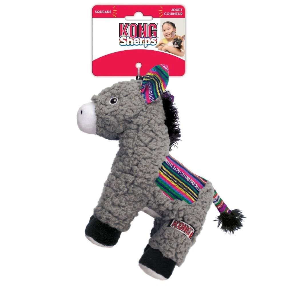KONG SHERPS™ Donkey Dog Toy | Soft Plush Squeaky Dog Toy | Crinkle Dog Toy - Poochella®