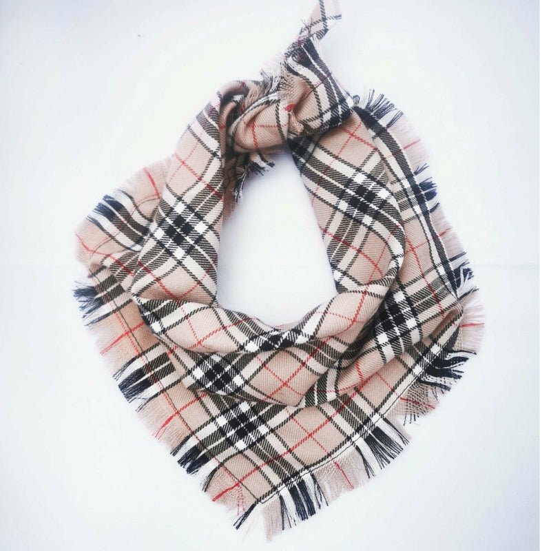 Pet Pooch Boutique 'Scamps' Frayed Tartan Dog Bandana | Handmade Country Style Pet Bandana - Poochella®