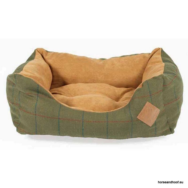 Green tweed dog top bed